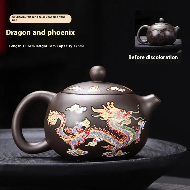 Ceramic Teapot Chinese Motifs Revealing