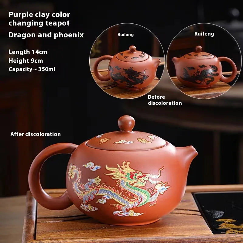 Ceramic Teapot Chinese Motifs Revealing