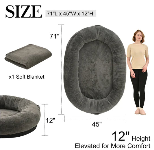 Super Large Dark Grey Human Dog Bed