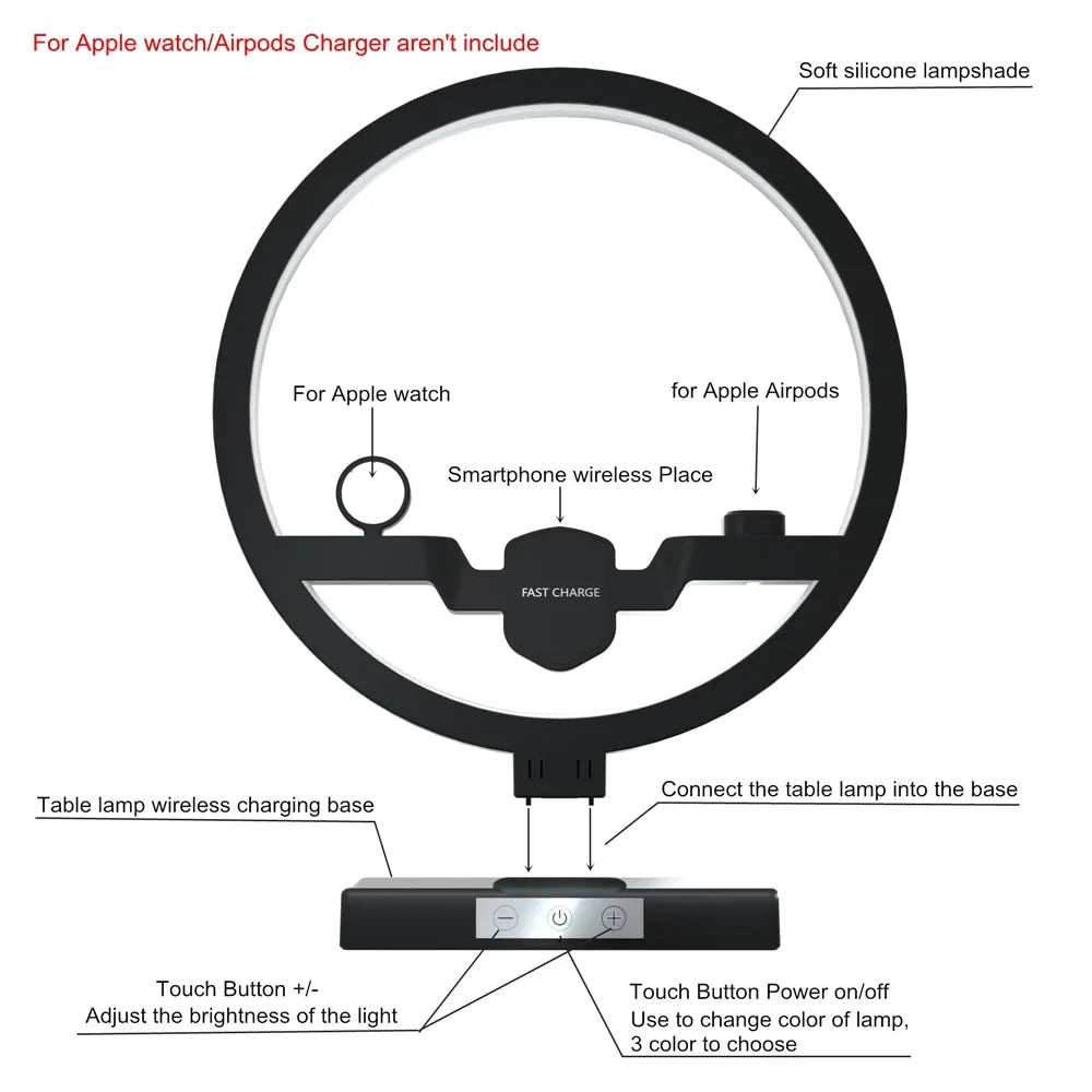 Wireless Charger Table Lamp Station