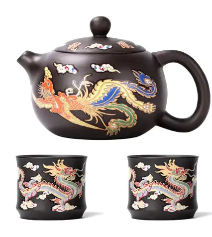 Ceramic Teapot Chinese Motifs Revealing