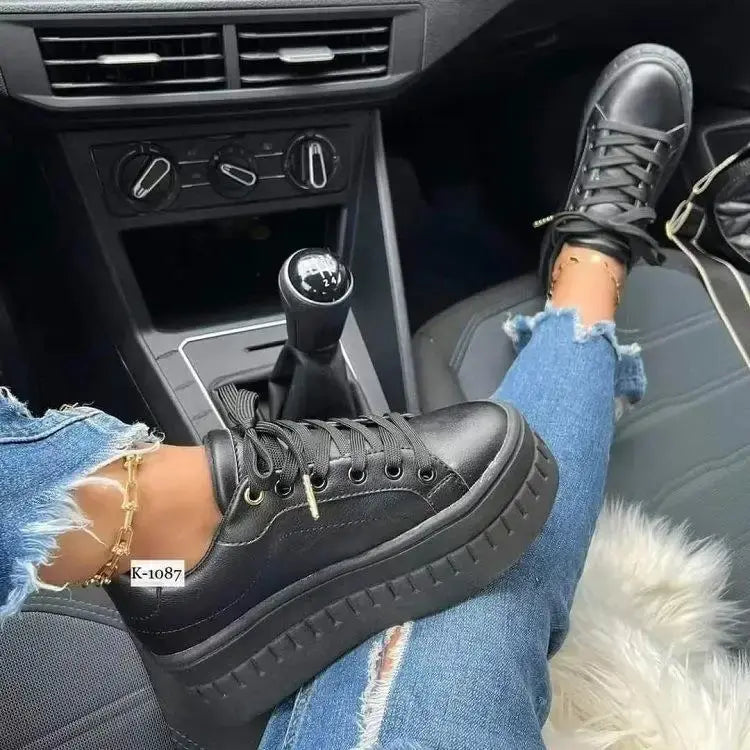 Leather Platform Versatile Sneakers