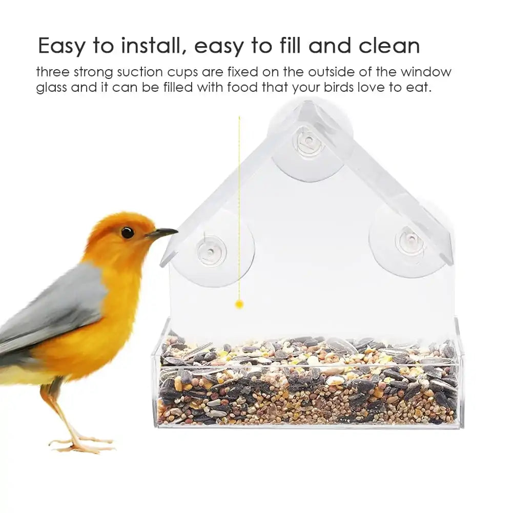 Suction Cup Bird Acrylic Feeder