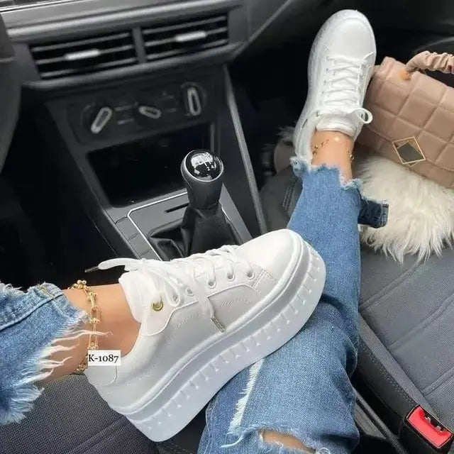 Leather Platform Versatile Sneakers