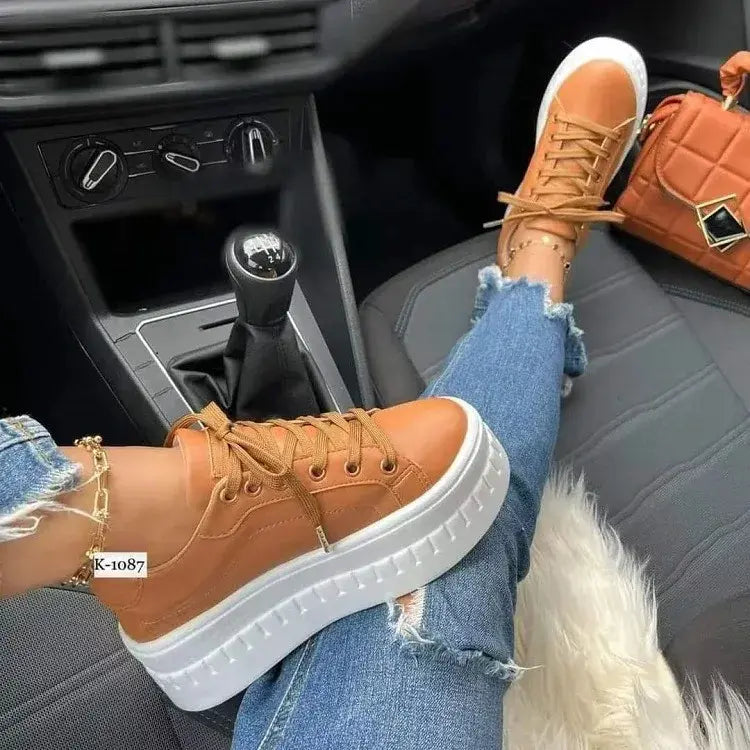 Leather Platform Versatile Sneakers